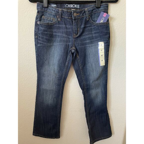 Cherokee Cedar Blue 5 Pockets Adjustable Waist Stretch Bootcut Jeans Size 8 Plus - Picture 1 of 4